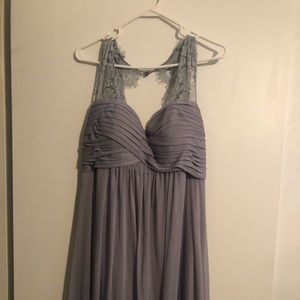 Formal Grey Lace Floor Length Dress